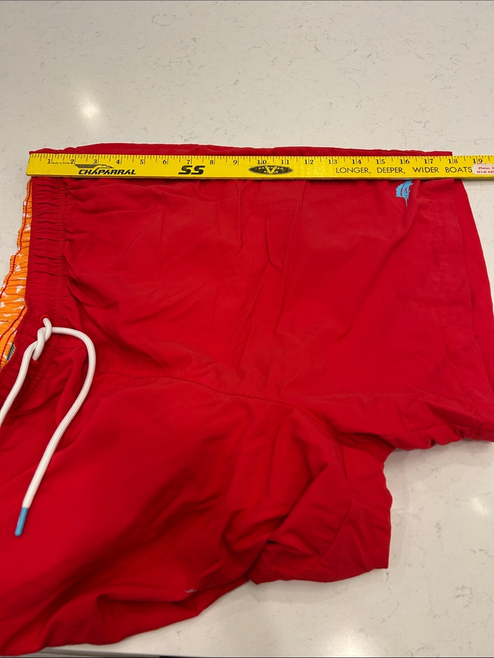 Tommy Bahama Red Men's Swim Trunks with White Drawstring - Picture 13 of 15